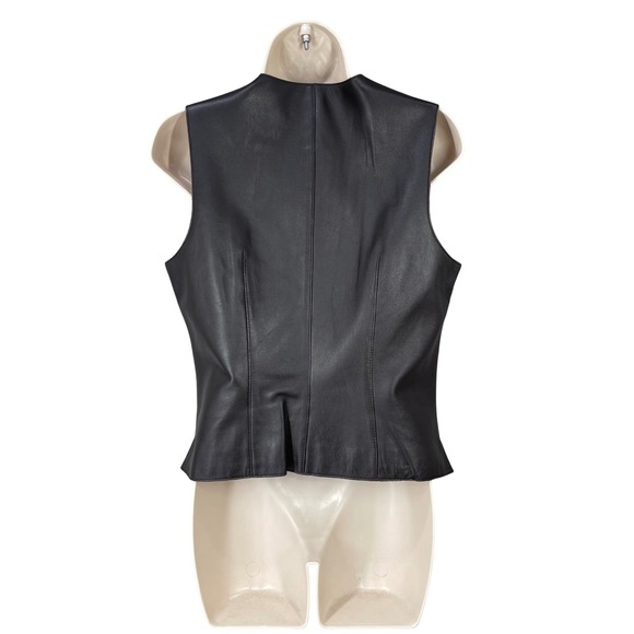 WORTH Women Genuine Leather Vest Moto Distressed Worn Luxury Soft Zip Sz 8 Brown - Picture 2 of 11